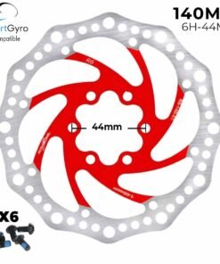 Disco de freno 140mm rojo (Smartgyro / Kugoo y similares) - Dentado (6H -44MM)