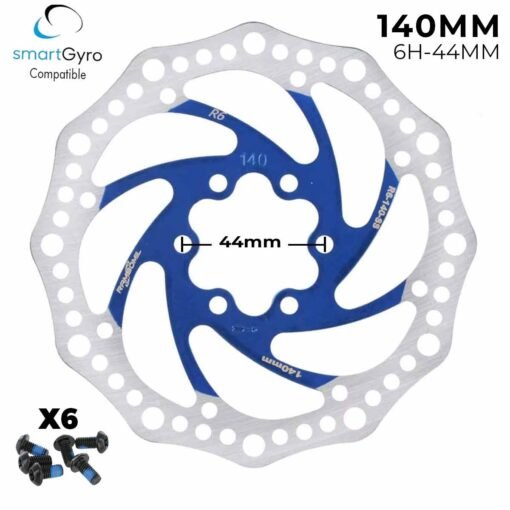 Disco de freno 140mm azul (Smartgyro / Kugoo y similares) - Dentado (6H -44MM)