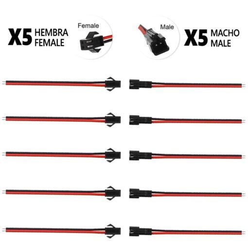 Conector SM 2 pines con cable 22 AWG - 5M/5H (pack 10 unidades)