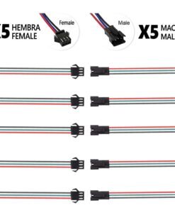 Conector SM 3 pines con cable 22 AWG - 5M/5H (pack 10 unidades)