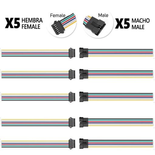 Conector SM 6 pines con cable 22 AWG - 5M/5H (pack 10 unidades)
