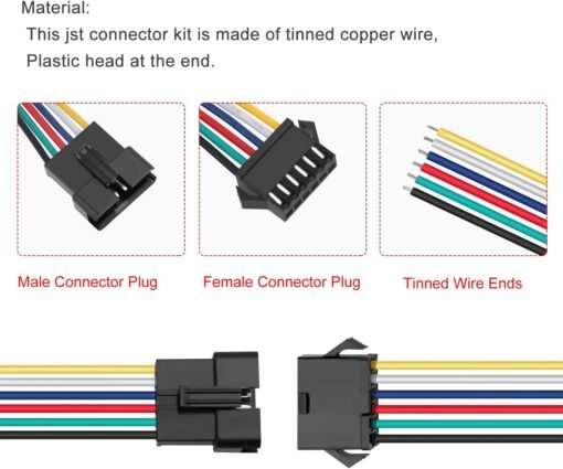 Conector SM 6 pines con cable 22 AWG - 5M/5H (pack 10 unidades) - Imagen 2