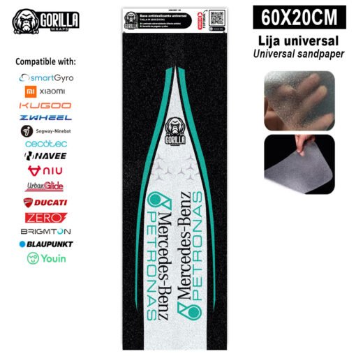 Base antideslizante universal Mercedes Petronas - Talla M - 60x20cm (Xiaomi, Smartgyro, Kukirin, Ninebot, Niu, Kaboo, Teverun)