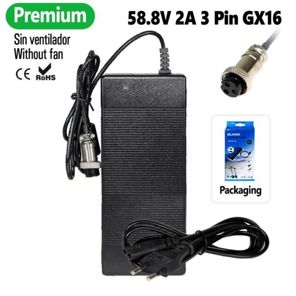 Cargador premium 58,8V 2A (conector 3 Pines GX16)